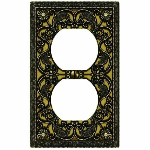 Jackson Antique Brass Arabesque Zinc Outlet Wall Plate 9DCA108